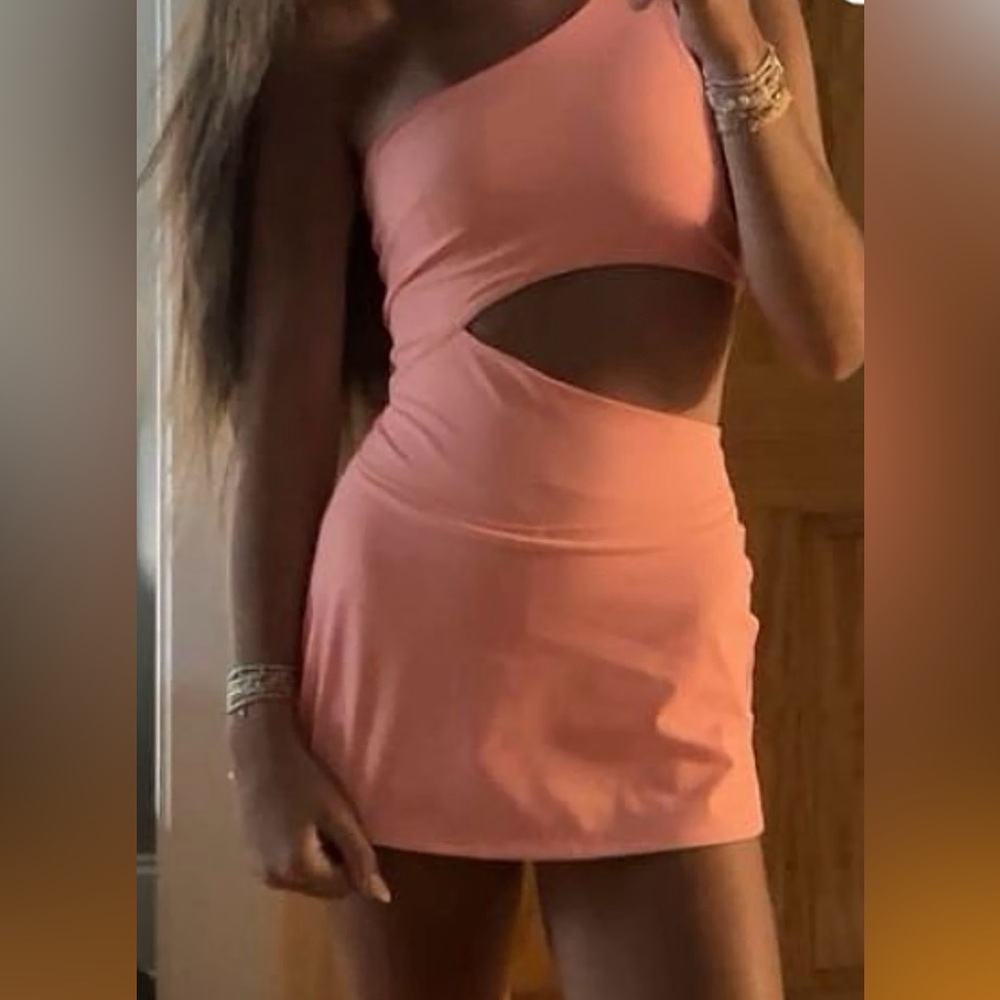 FP Movement by Free People One-Shoulder Coral Mini Dress